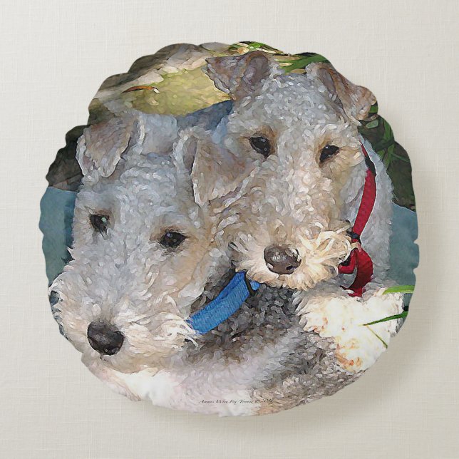 Cojín Redondo Amor del fox terrier del alambre (Anverso)