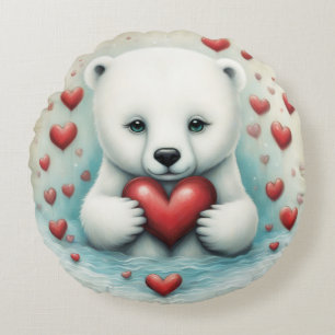 Cojín Redondo Amor del oso polar 1