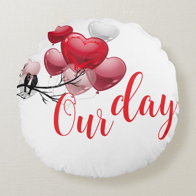 Cojín Redondo Amor – Feliz día de San Valentín (Anverso)
