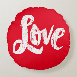Cojín Redondo Amor hippie Lettering Retro Red Valentine