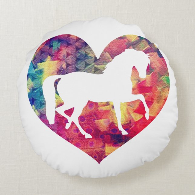 Cojín Redondo Amor por los caballos (Reverso)