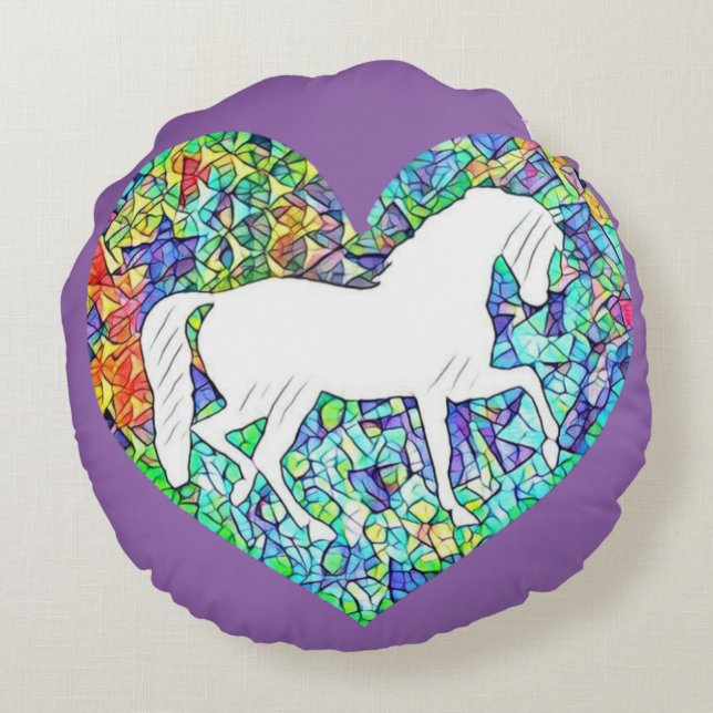 Cojín Redondo Amor por los caballos (Reverso)