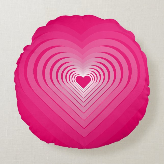 Cojín Redondo Amor rosado - Corazones (Anverso)