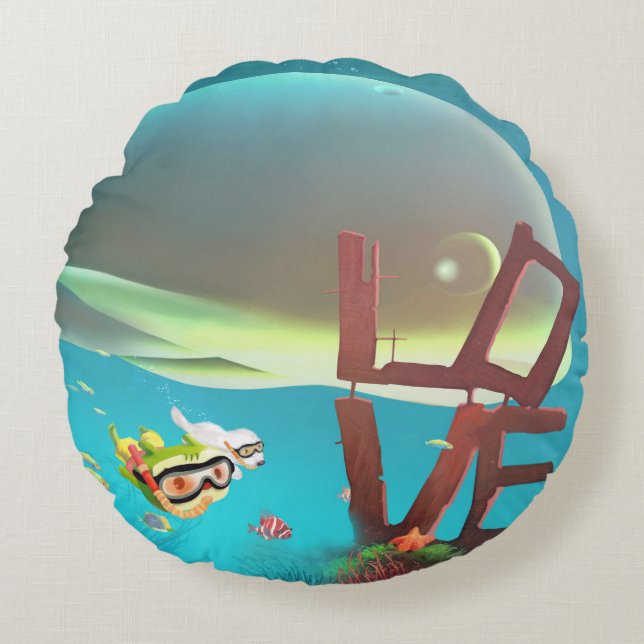 Cojín Redondo Amor submarino (Anverso)