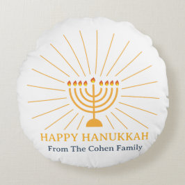 Cojín Redondo Amor y luz | Familia Hanukkah Happy simple