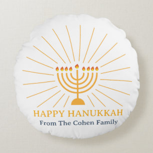Cojín Redondo Amor y luz Familia Hanukkah Happy simple