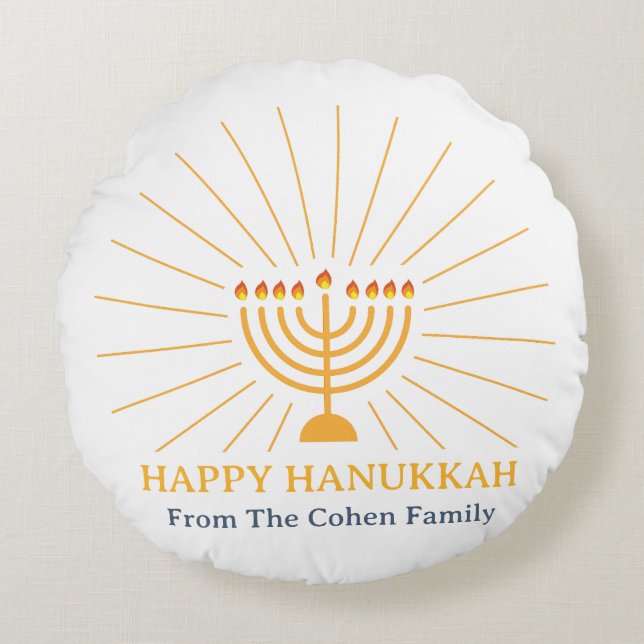 Cojín Redondo Amor y luz | Familia Hanukkah Happy simple (Anverso)