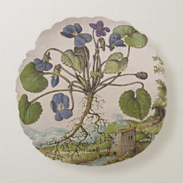 Cojín Redondo Amortiguadores botánicos de la viola del arte del