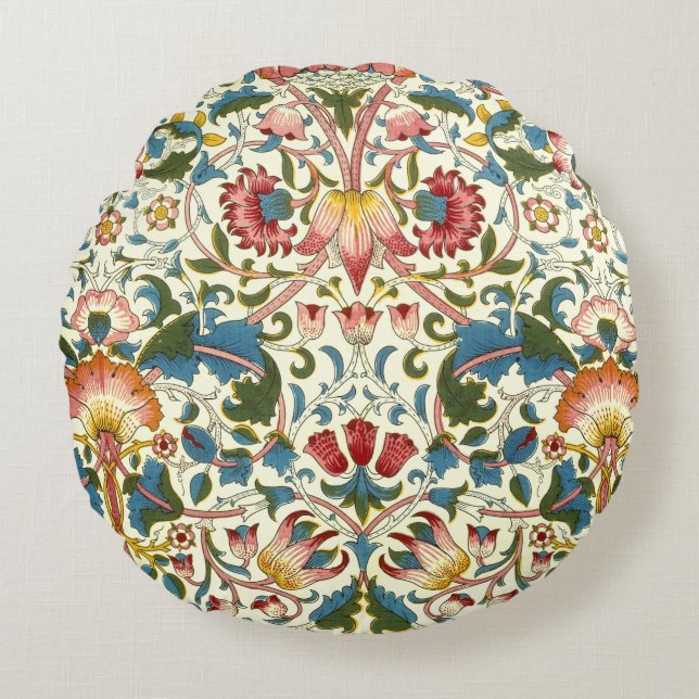 Cojín Redondo Amortiguadores botánicos del diseño de Morris del (Anverso)