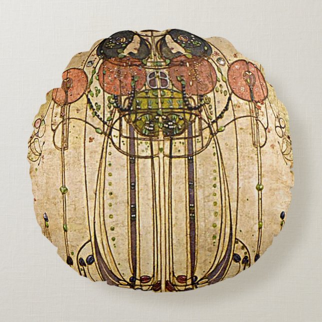 Cojín Redondo Amortiguadores de Nouveau Charles Mackintosh (Anverso)