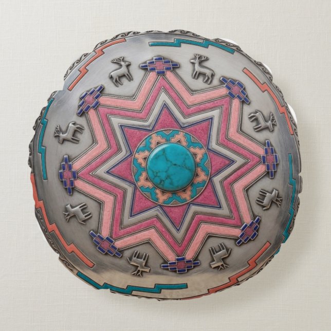 Cojín Redondo Amulett-Kissen „Hüter der Steppe“ (Anverso)
