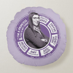 Cojín Redondo Amy Farrah Fowler Info Graphic