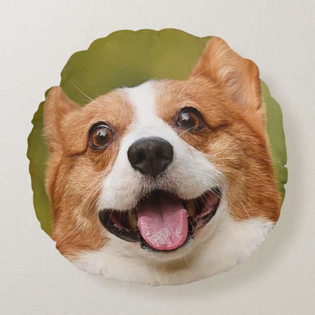 Cojín Redondo Añadir foto de perro personalizada (Anverso)