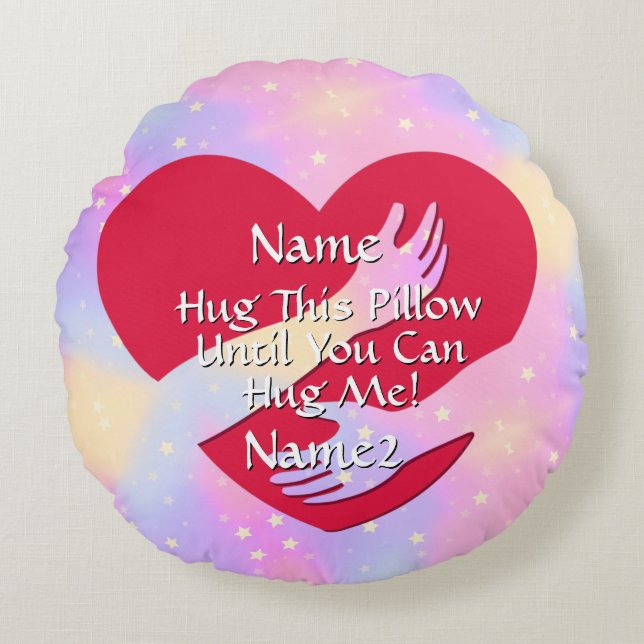 Cojín Redondo Añadir nombres Cambiar todo el corazón del texto a (Anverso)