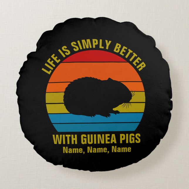 Cojín Redondo Añadir nombres cambiar todo el texto, vida mejor p (Anverso)