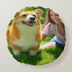 Cojín Redondo Añadir Personalizar Mascota de foto personalizada