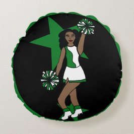 Cojín Redondo Añadir un nombre de Cheque Verde #1