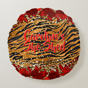 Cojín Redondo Añadir un nombre de texto que le quitó las tiras d