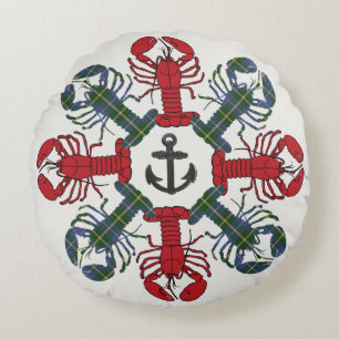 Cojín Redondo Anchor de copo de nieve Nueva Escocia Tartán almoh