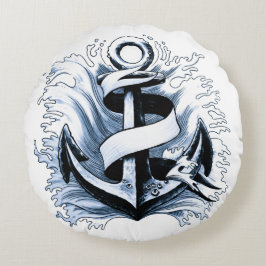 Cojín Redondo Anclaje azul del mar Náutico