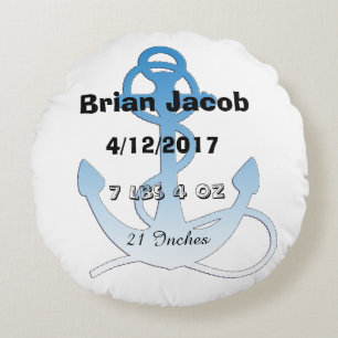 Cojín Redondo Anclaje azul niño niño molido personalizado
