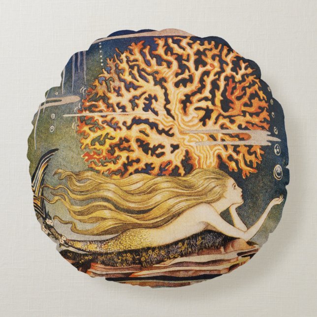 Cojín Redondo Andersen: Dibujo de little mermaid (Anverso)