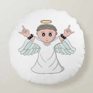 Cojín Redondo Angel de amor a la música fuerte