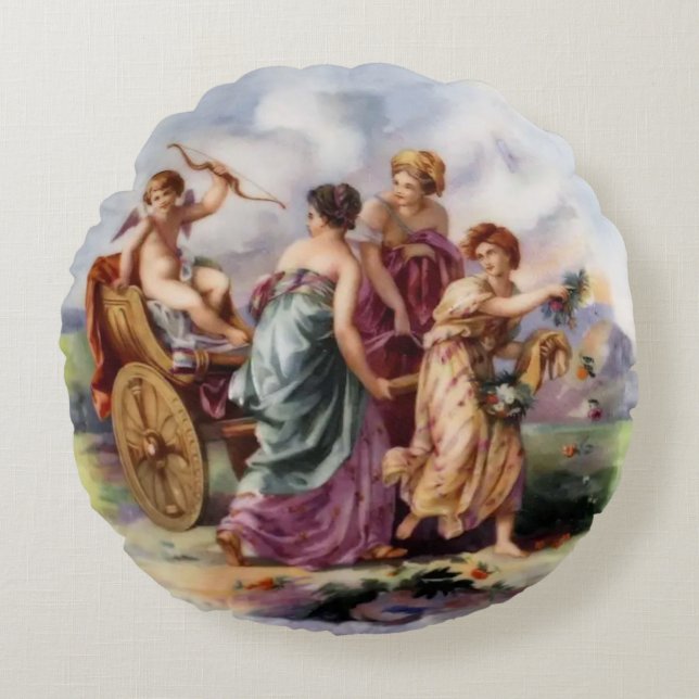 Cojín Redondo Ángel de la guarda que encabeza el camino (Anverso)