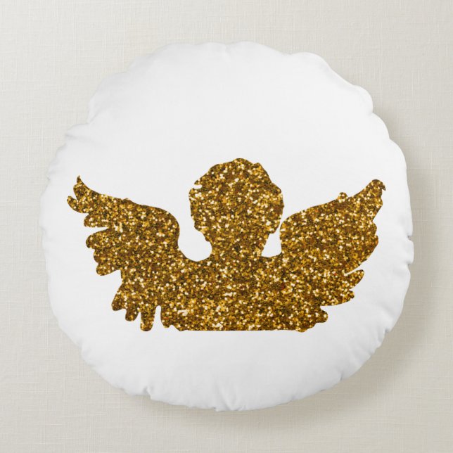 Cojín Redondo Ángel de Navidades Golden Sparkling (Anverso)
