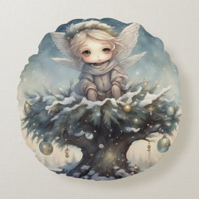 Cojín Redondo Ángel de Navidades pequeños (Anverso)