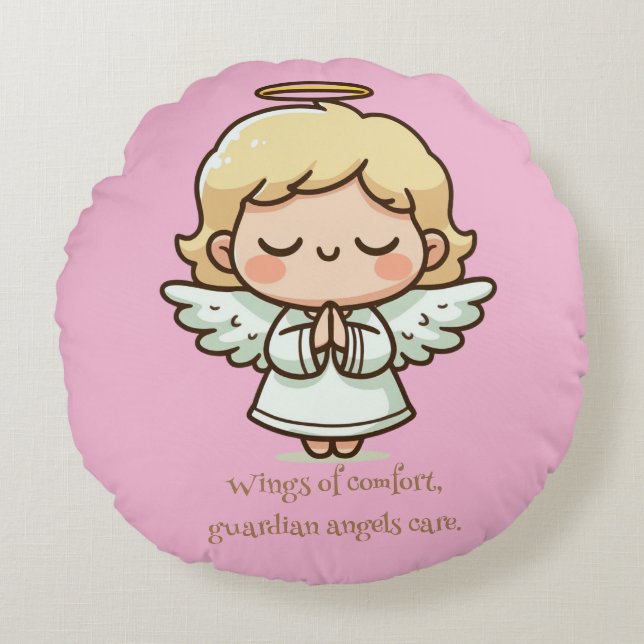Cojín Redondo Ángel de oración pequeño (Anverso)
