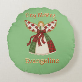 Cojín Redondo Ángel de Patchwork Adorable – Bebé Personalizado