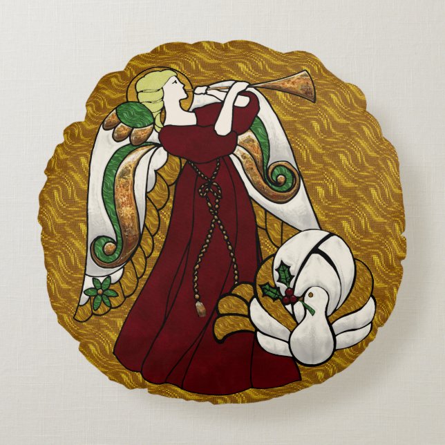 Cojín Redondo Ángel de vacaciones (Anverso)