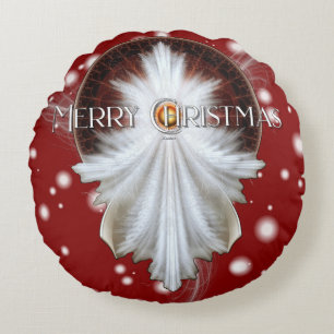 Cojín Redondo Angel Wings Snowflake Feliz Navidad TW ISO