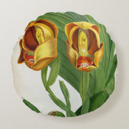 Cojín Redondo Anguloa Ruckerii Sanguine Lindenia Orquid