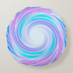 Cojín Redondo Anillo de seda ondulado satinado multicolor azul v