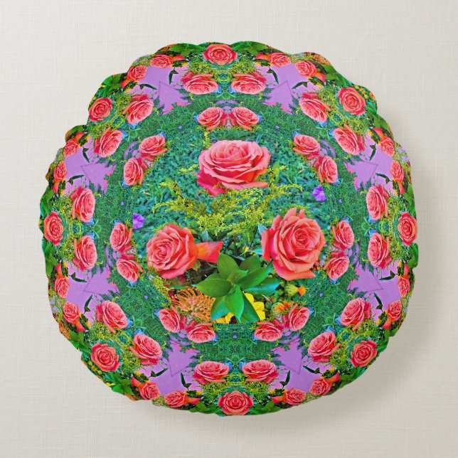 Cojín Redondo Anillos rosas (Anverso)