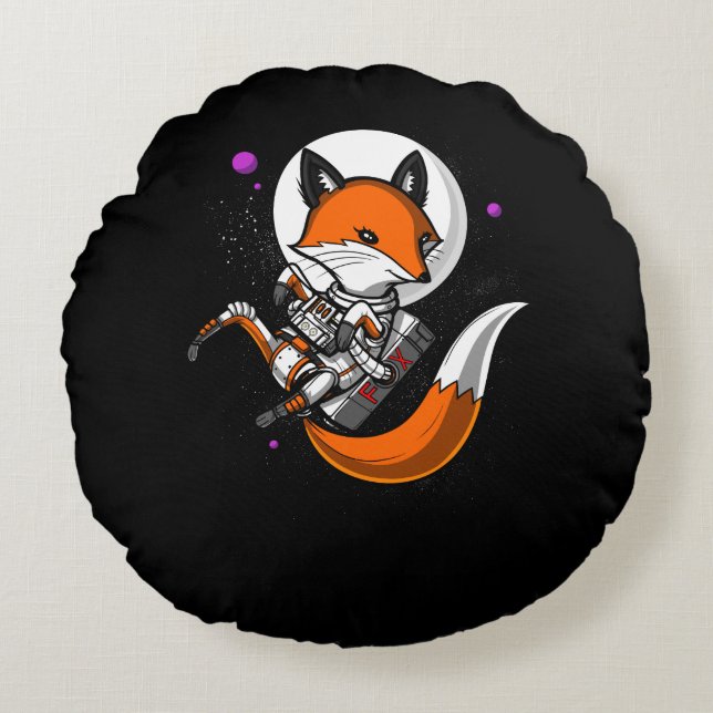 Cojín Redondo Animal astronauta espacial Cute Fox (Anverso)