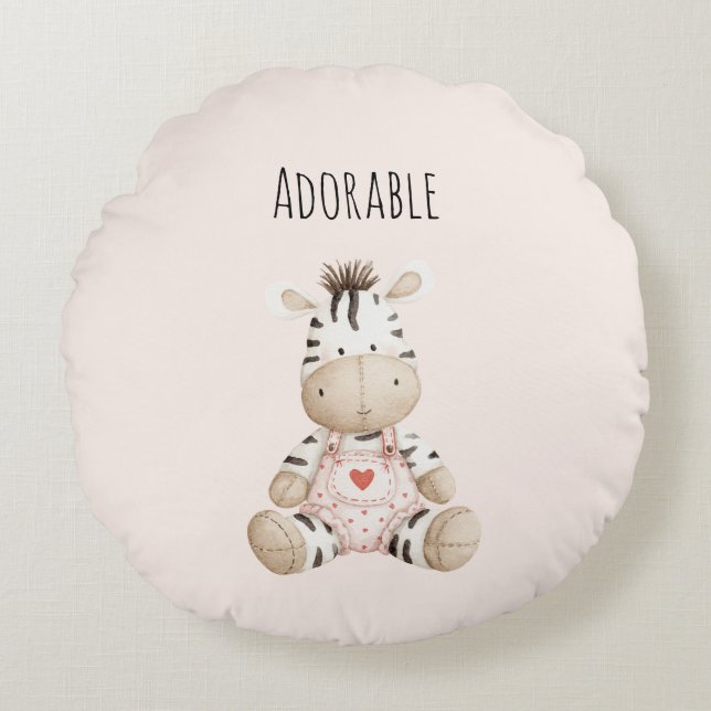 Cojín Redondo Animal cebra adorable (Anverso)