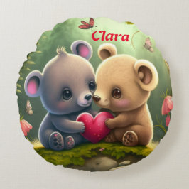 Cojín Redondo Animales cortos enamorados