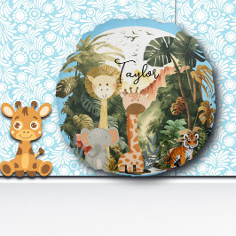 Cojín Redondo Animales de la jungla Sueño Safari exótico Almohad