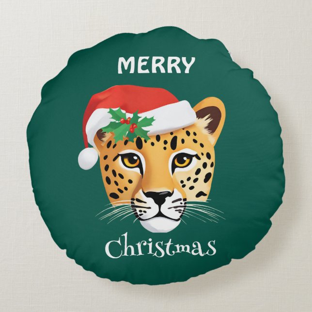 Cojín Redondo Animales divertidos de Safari leopardo de Cheetah  (Reverso)