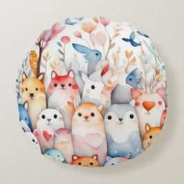 Cojín Redondo Animales florales y bonitos diseños