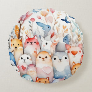 Cojín Redondo Animales florales y bonitos diseños