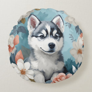 Cojín Redondo Animales para bebés Husky Puppy