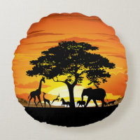 Animales salvajes al atardecer en la sabana africa