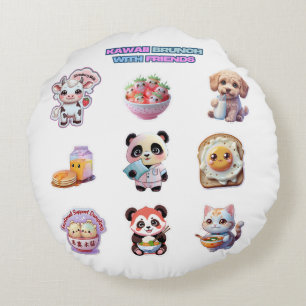 Cojín Redondo Animales y Comida con Tema Kawaii