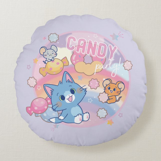 Cojín Redondo Anime Tom y Jerry Candy Fiesta (Anverso)