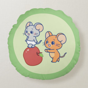 Cojín Redondo Anime Tuffy y Jerry Apple Rolling