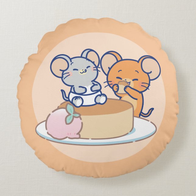 Cojín Redondo Anime Tuffy y Jerry Cheesecake (Anverso)